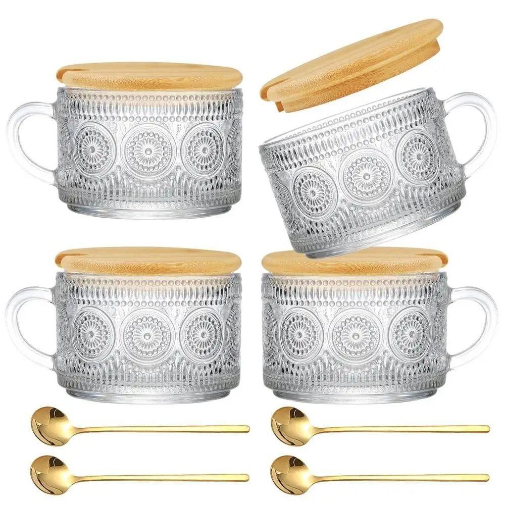 2/4/6 шт. 14 унций стеклянные чашки с тиснением и ложками, контейнеры для овса на ночь, чайные чашки, подарки 
2/4/6 шт. 14 унций стеклянные чашки с тиснением и ложками, контейнеры для овса на ночь, чайные чашки, подарки