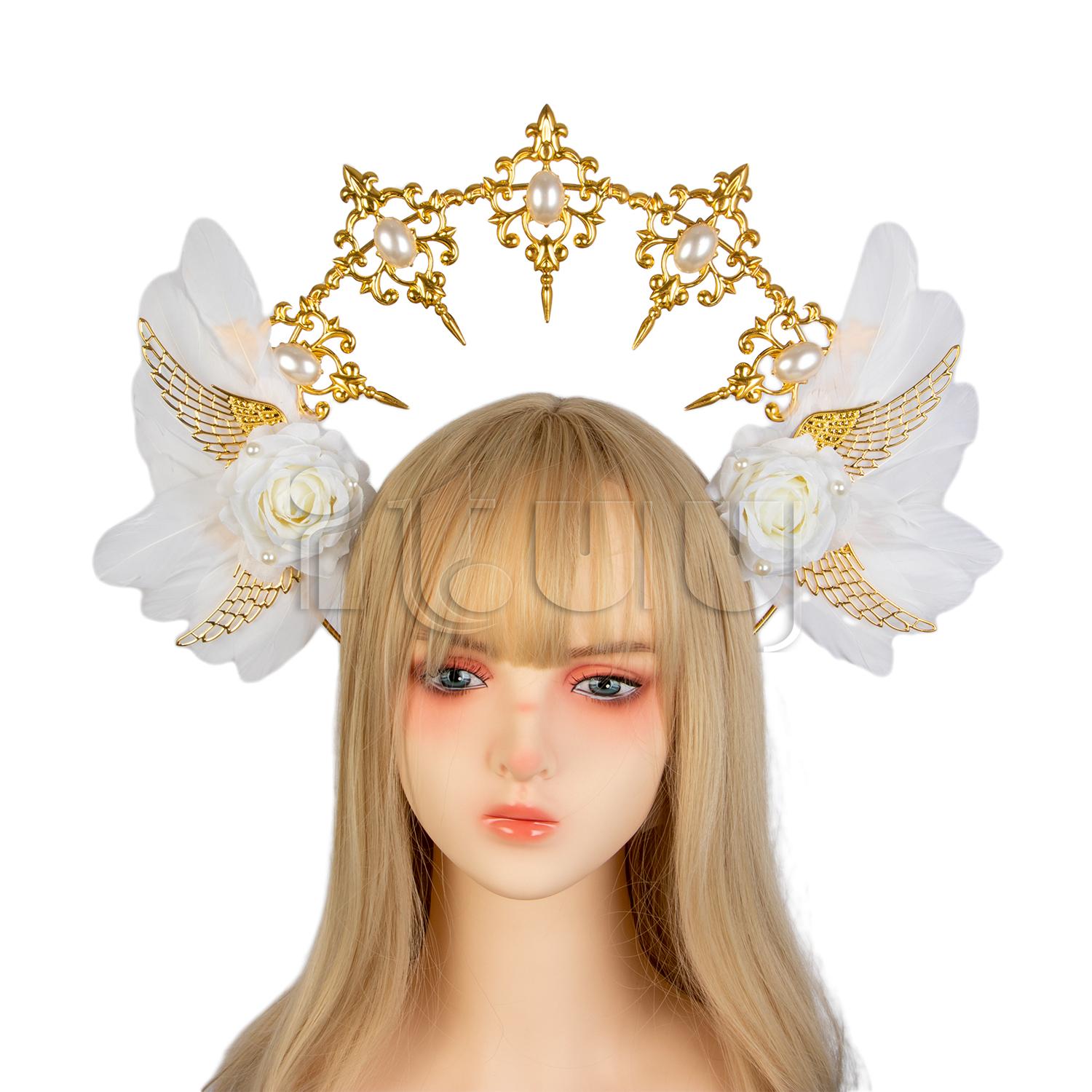 White Angel Wing Goddess Halo Crown Headband Women Gothic Hair Hoop Lolita Cosplay Hair Accessory Halloween Masquerade Headwear
White Angel Wing Goddess Halo Crown Headband Women Gothic Hair Hoop Lolita Cosplay Hair Accessory Halloween Masquerade Headwear