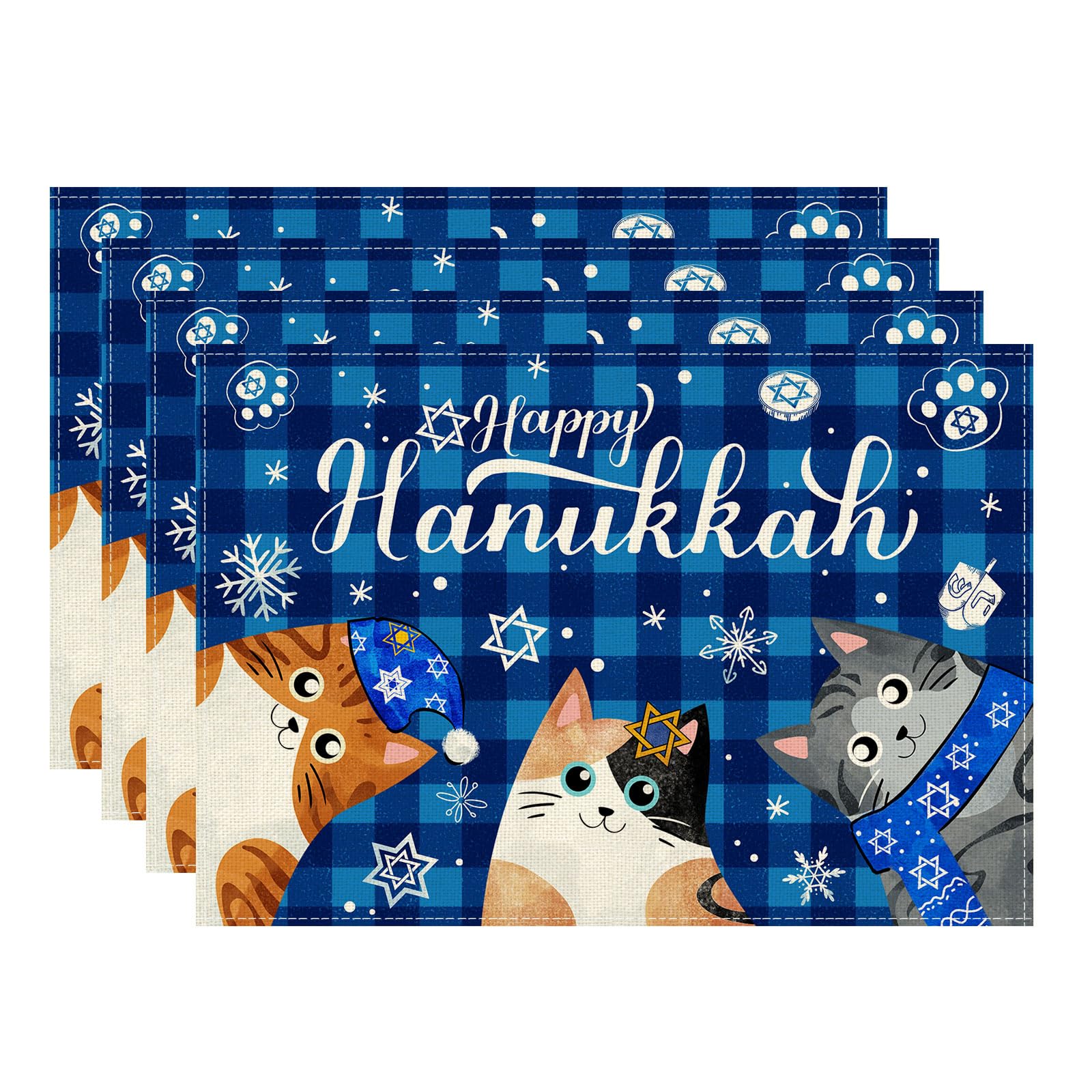 Happy Hanukkah Cats Six-Pointed Star Snowflakes Chanukah Placemats Set of 4 Table Mats for Party Home Kitchen Dining Table Decorations 12x18 Inch Placemats Set of 4 (12x18 Inch)
Happy Hanukkah Cats Six-Pointed Star Snowflakes Chanukah Placemats Set of 4 Table Mats for Party Home Kitchen Dining Table Decorations 12x18 Inch Placemats Set of 4 (12x18 Inch)