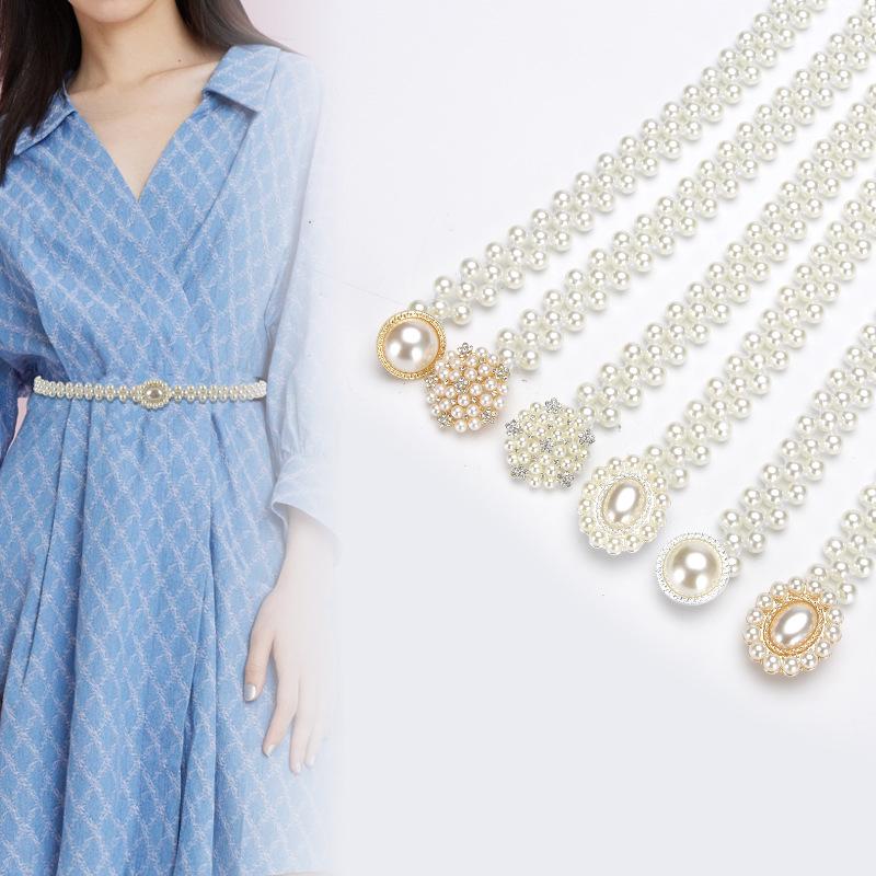 Vintage White Pearl Waist Belt - Elegant Elastic Chain Cinching Accessory for Women 60cm-105cm
Vintage White Pearl Waist Belt - Elegant Elastic Chain Cinching Accessory for Women 60cm-105cm