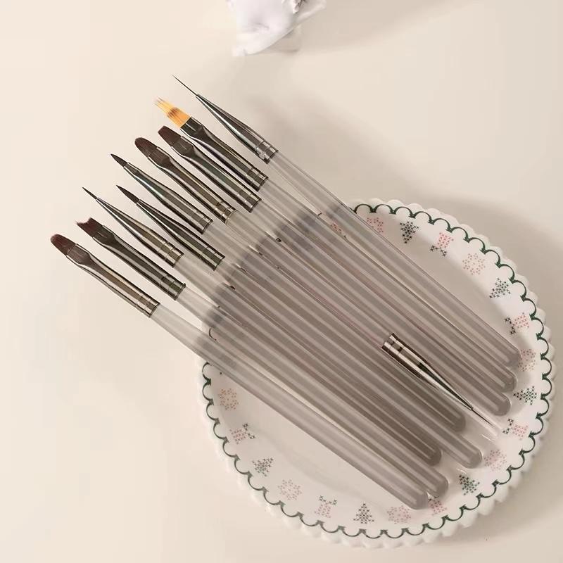 9-Piece Japanese Ice Transparent Grey Nail Art Brush Set for Line Drawing, Floral Design, and Gradient Effects
9-Piece Japanese Ice Transparent Grey Nail Art Brush Set for Line Drawing, Floral Design, and Gradient Effects
