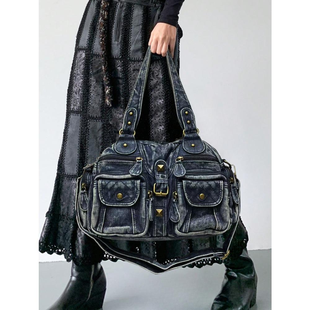 Ladies Fashionable Denim Washed Denim Tote Bag with Multiple Pockets for Vintage Diagonal Cross Bag синій
Ladies Fashionable Denim Washed Denim Tote Bag with Multiple Pockets for Vintage Diagonal Cross Bag синій
