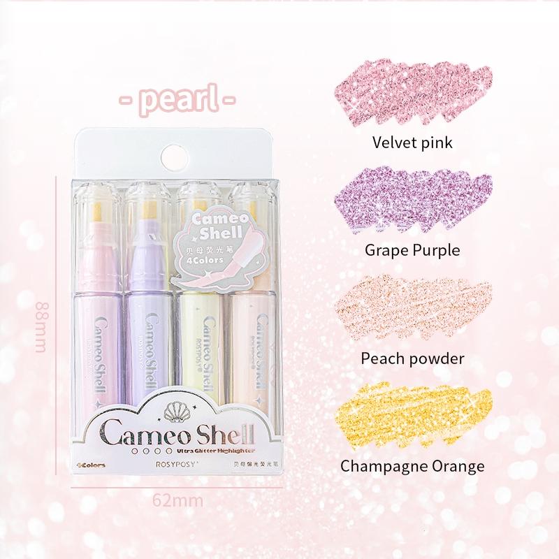 4pcs Cameo Shell Highlighter Pens Set Mini Portable Size Ultra Glitter Marker Liner for Drawing Paint A7484
4pcs Cameo Shell Highlighter Pens Set Mini Portable Size Ultra Glitter Marker Liner for Drawing Paint A7484