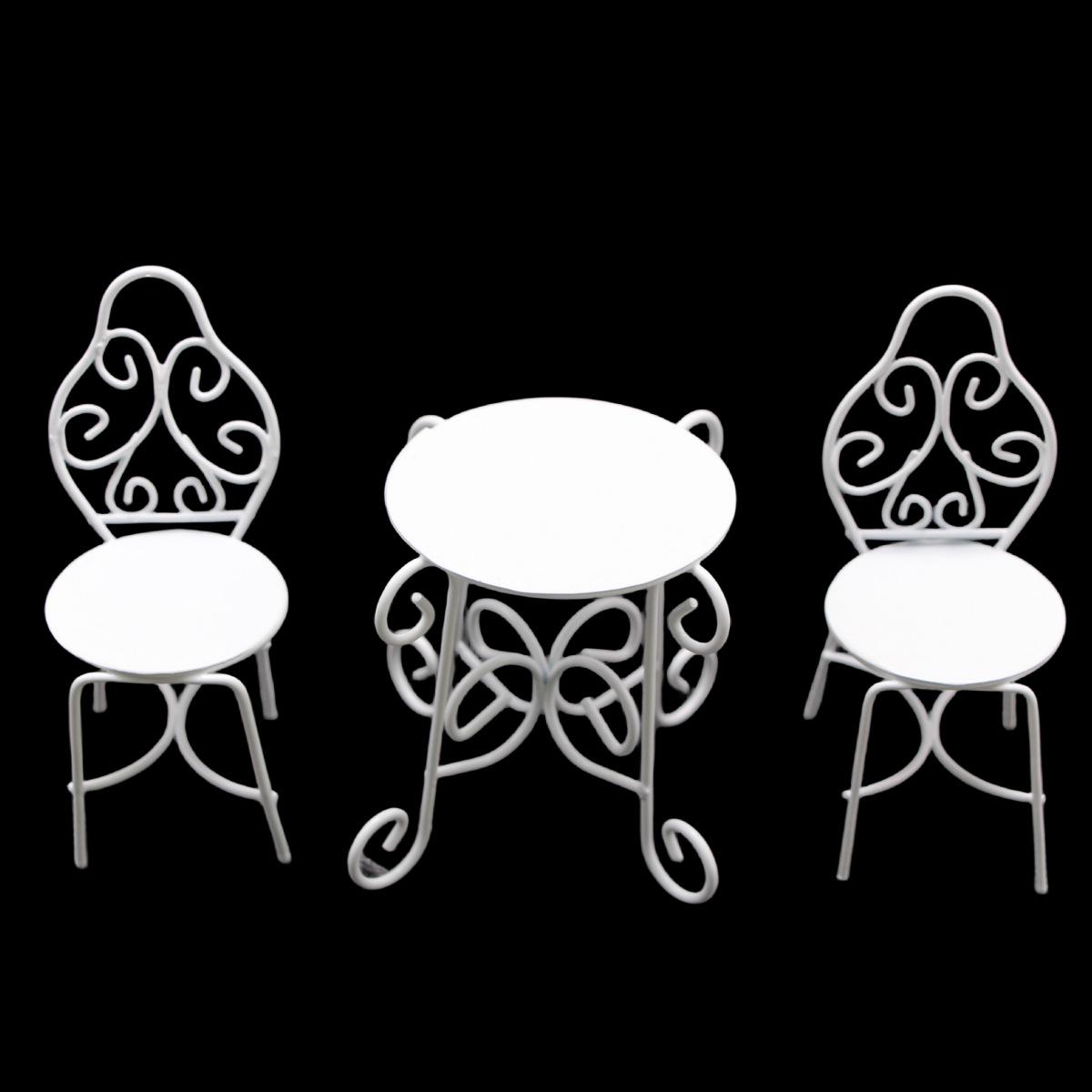 Miniature Wrought Iron Tea Table and Chair Set for Dollhouse Garden Scene
Miniature Wrought Iron Tea Table and Chair Set for Dollhouse Garden Scene