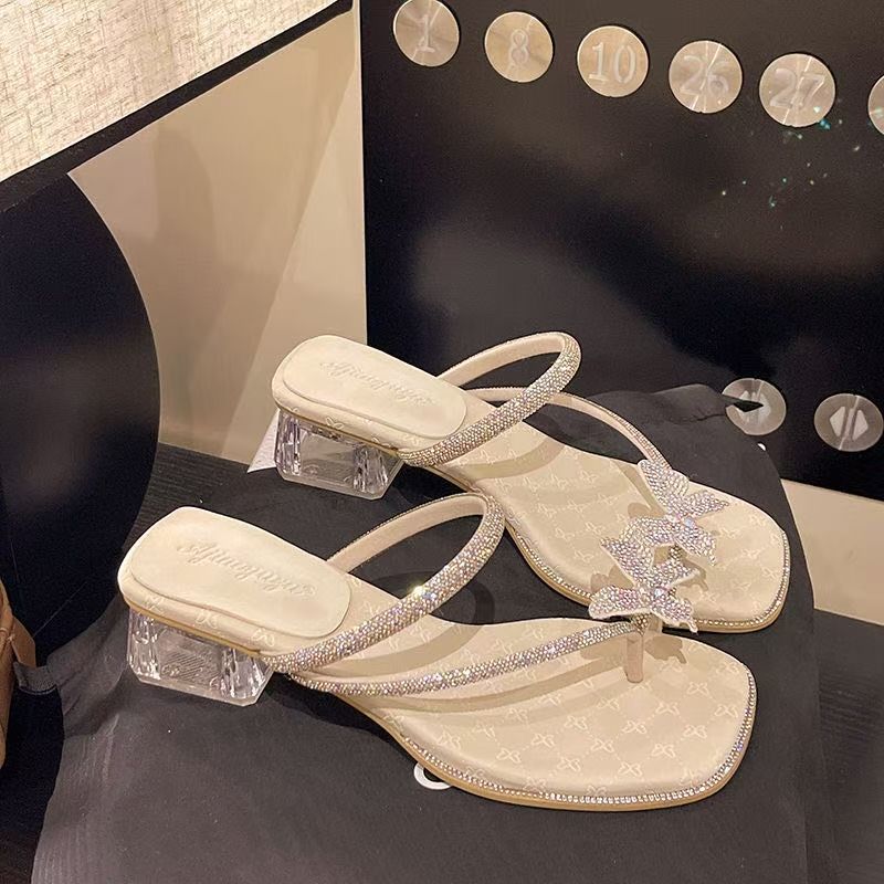 With skirt rhinestone one-word sandals 2025 new summer outer wear cover toe middle heel slippers women s butterfly thick heel sandals 35
With skirt rhinestone one-word sandals 2025 new summer outer wear cover toe middle heel slippers women s butterfly thick heel sandals 35