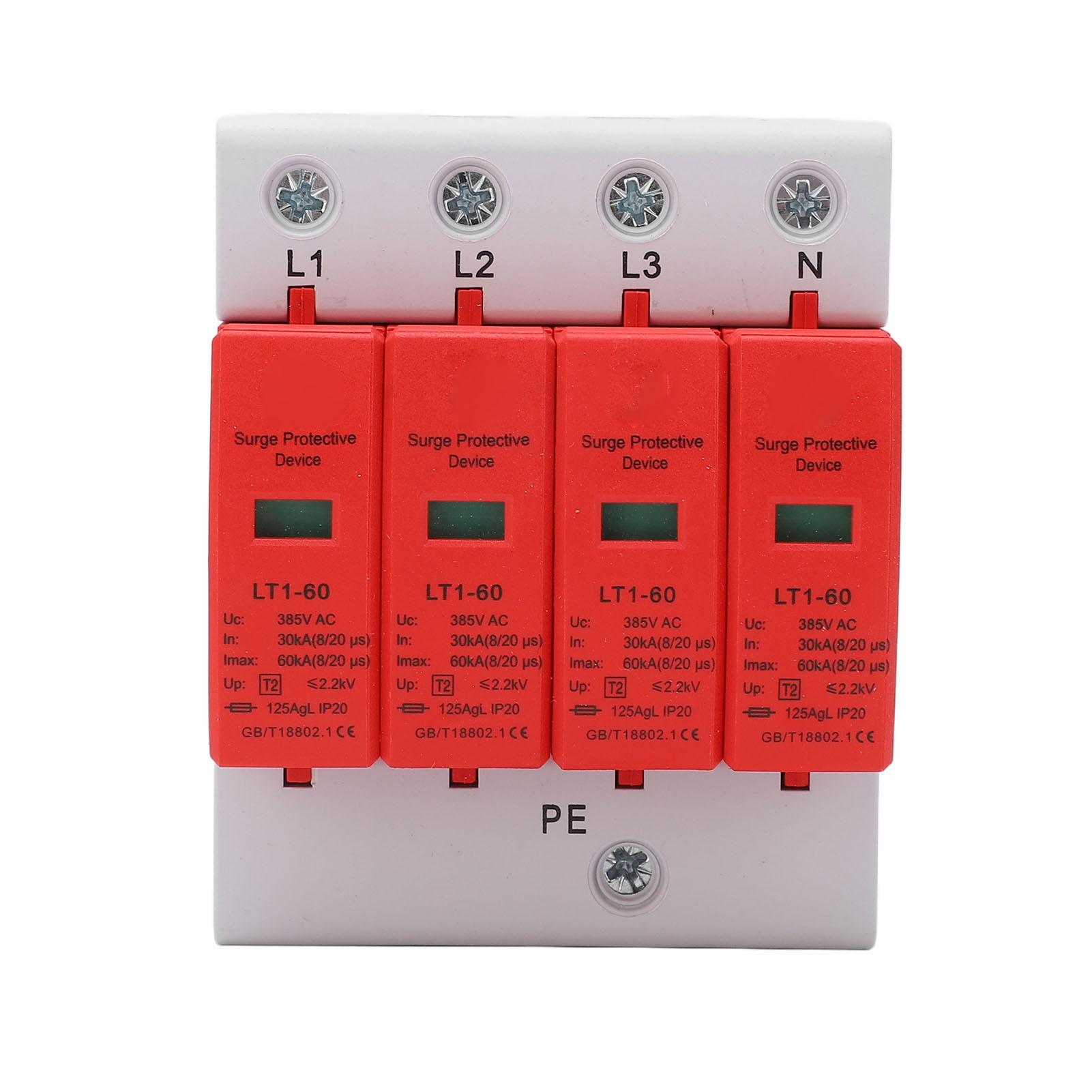 4P Surge Protective Device Flame Retardant Housing Easy Installation Arrester Device AC385V 30kA to 
4P Surge Protective Device Flame Retardant Housing Easy Installation Arrester Device AC385V 30kA to