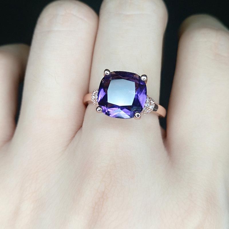 18K Rose Gold-Plated Sapphire & Faux Amethyst Adjustable Ring for Women Adjustable Open
18K Rose Gold-Plated Sapphire & Faux Amethyst Adjustable Ring for Women Adjustable Open