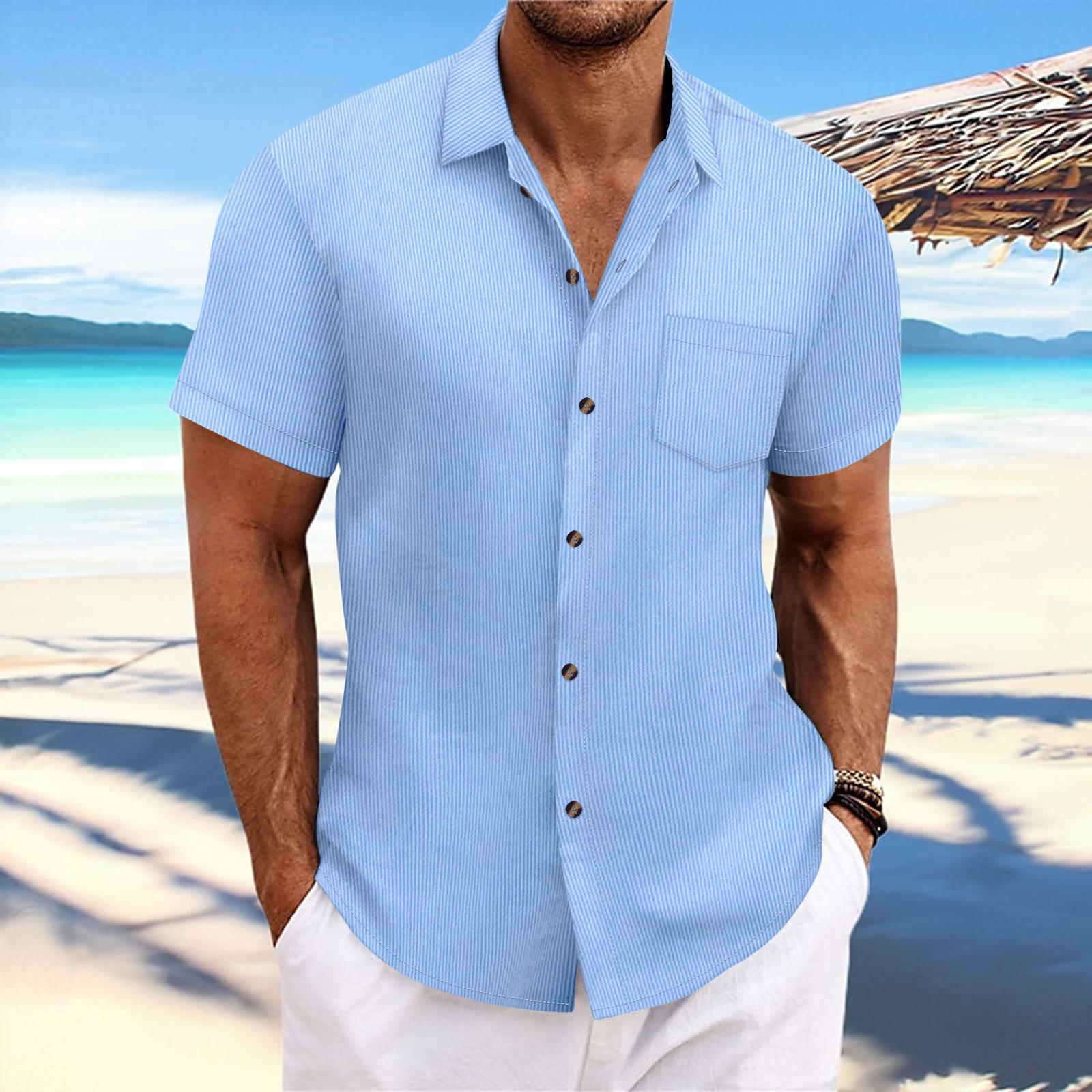 Men s Summer Striped Shirt, Casual Short Sleeve Button-Up Shirt, Turn-Down Collar Top S синий
Men s Summer Striped Shirt, Casual Short Sleeve Button-Up Shirt, Turn-Down Collar Top S синий