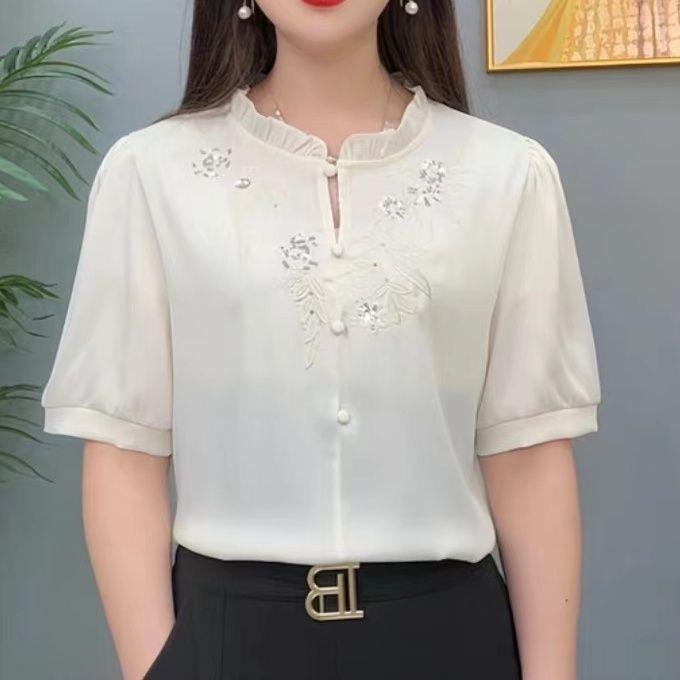 Модна літня вишита сорочка з коротким рукавом у китайському стилі - Приємний крій для жінок 2XL (120-130 jin) шампанського
Модна літня вишита сорочка з коротким рукавом у китайському стилі - Приємний крій для жінок 2XL (120-130 jin) шампанського