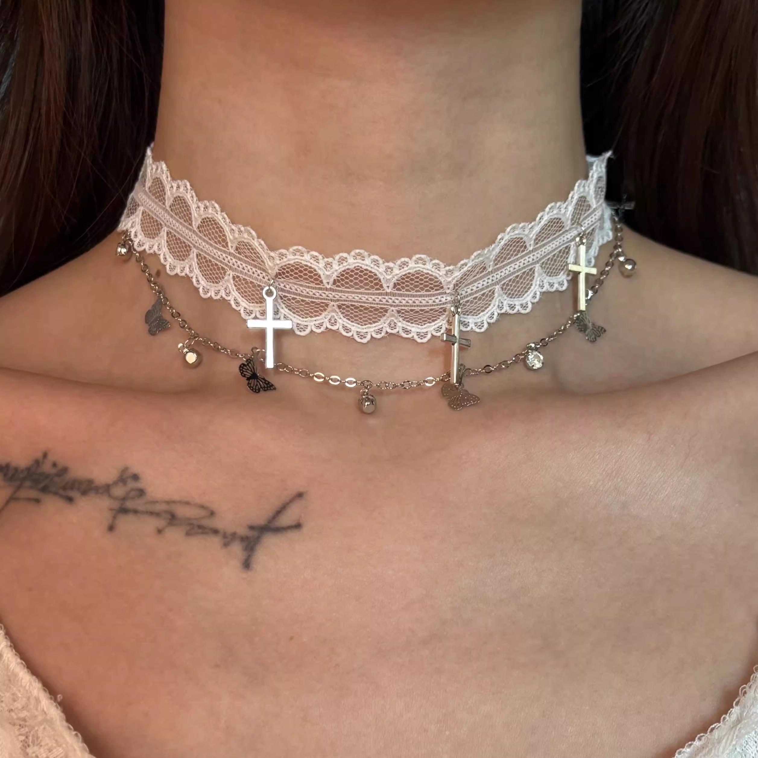 Lolita Lace Cross Cross Pendant Necklaces for Women Girls Sexy Sweet Cool Star Collarbone Necklace Strap Jewelry Gifts
Lolita Lace Cross Cross Pendant Necklaces for Women Girls Sexy Sweet Cool Star Collarbone Necklace Strap Jewelry Gifts