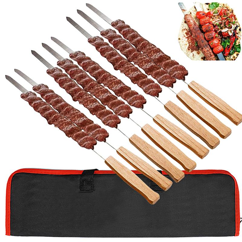 8pcs Kabab Koobideh Skewers 17 Inch Stainless Steel Grilling BBQ Skewer Reusable Barbecue Skewers Flat Stick with Wood Handle
8pcs Kabab Koobideh Skewers 17 Inch Stainless Steel Grilling BBQ Skewer Reusable Barbecue Skewers Flat Stick with Wood Handle