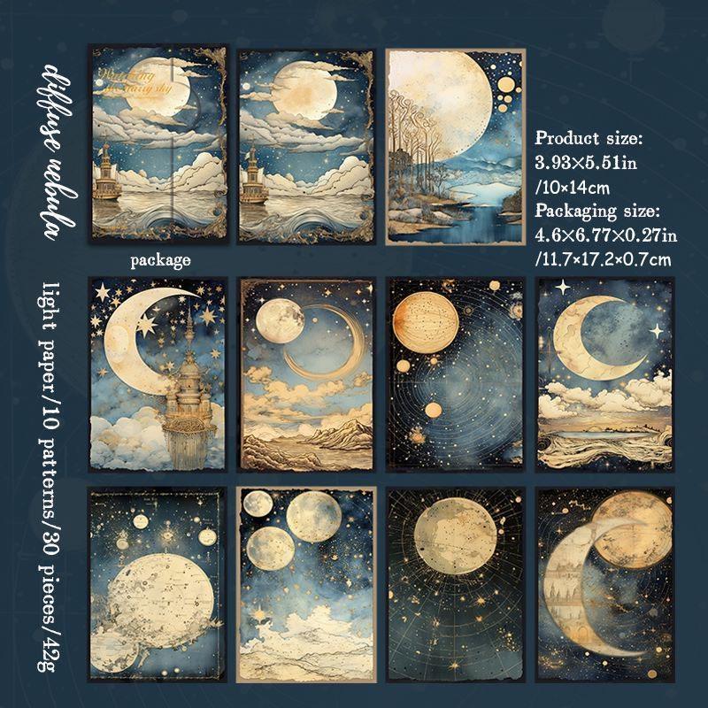 30 шт./упаковка. Зоряне небо. Фаза місяця. Планета. Декоративний матеріал для нічних сцен. Папір, який ідеально підходить для щоденника. Приладдя для скрапбукінгу. 5. Diffuse Nebula
30 шт./упаковка. Зоряне небо. Фаза місяця. Планета. Декоративний матеріал для нічних сцен. Папір, який ідеально підходить для щоденника. Приладдя для скрапбукінгу. 5. Diffuse Nebula