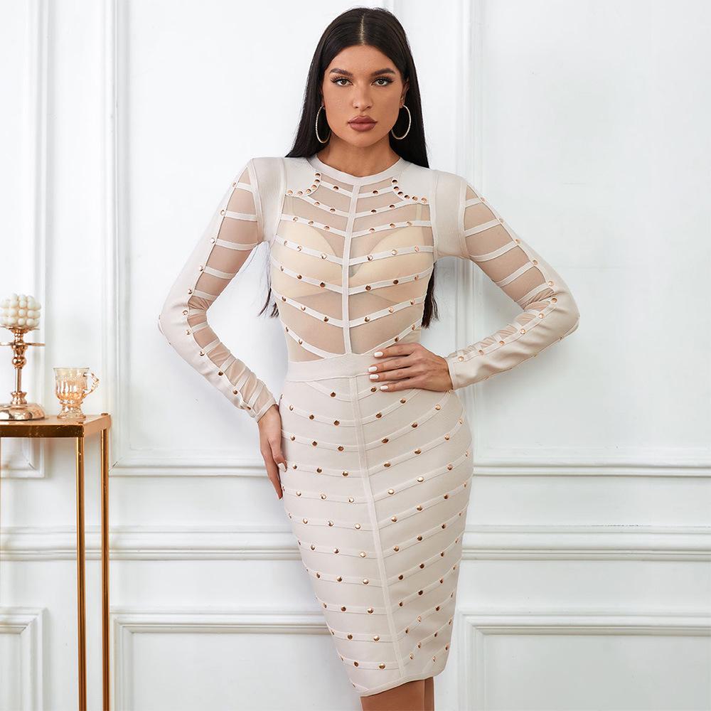Elegant Apricot White Beaded Bandage Dress - Sexy Long Sleeve See-Through Bodycon Fashion XXL абрикосовый
Elegant Apricot White Beaded Bandage Dress - Sexy Long Sleeve See-Through Bodycon Fashion XXL абрикосовый