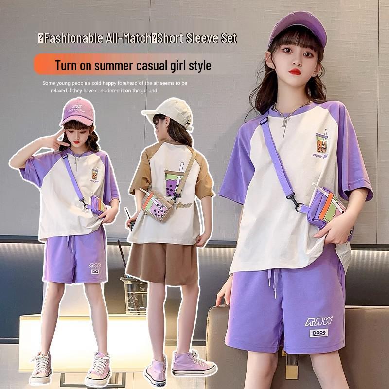 Girls Summer 2025 Fashion Sports Set: Stylish Short Sleeve and Shorts for Big Girls 170cm
Girls Summer 2025 Fashion Sports Set: Stylish Short Sleeve and Shorts for Big Girls 170cm
