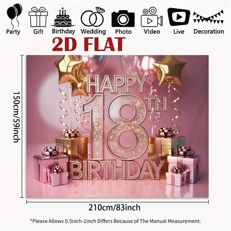 2D Flat Print Rose Gold 18th Birthday Tapestry Backdrop for Milestone Party 47.2x31.5inch/120*80cm
2D Flat Print Rose Gold 18th Birthday Tapestry Backdrop for Milestone Party 47.2x31.5inch/120*80cm