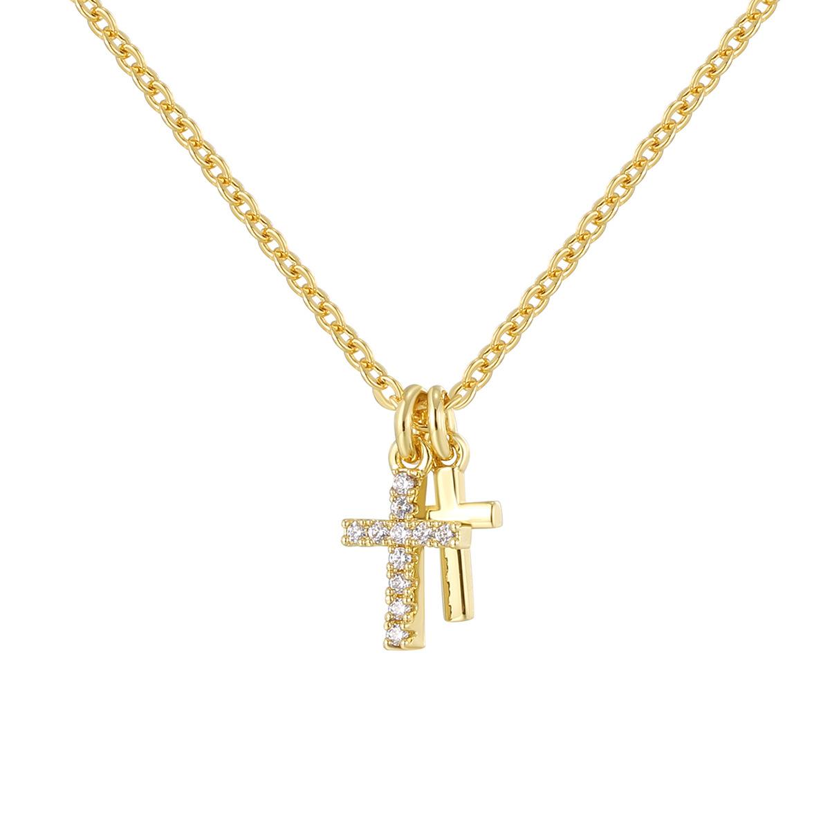 European and American Retro Personality Niche Design Necklace Women s Special Gold-plated Zircon Cross Pendant Copper-plated 18K gold
European and American Retro Personality Niche Design Necklace Women s Special Gold-plated Zircon Cross Pendant Copper-plated 18K gold