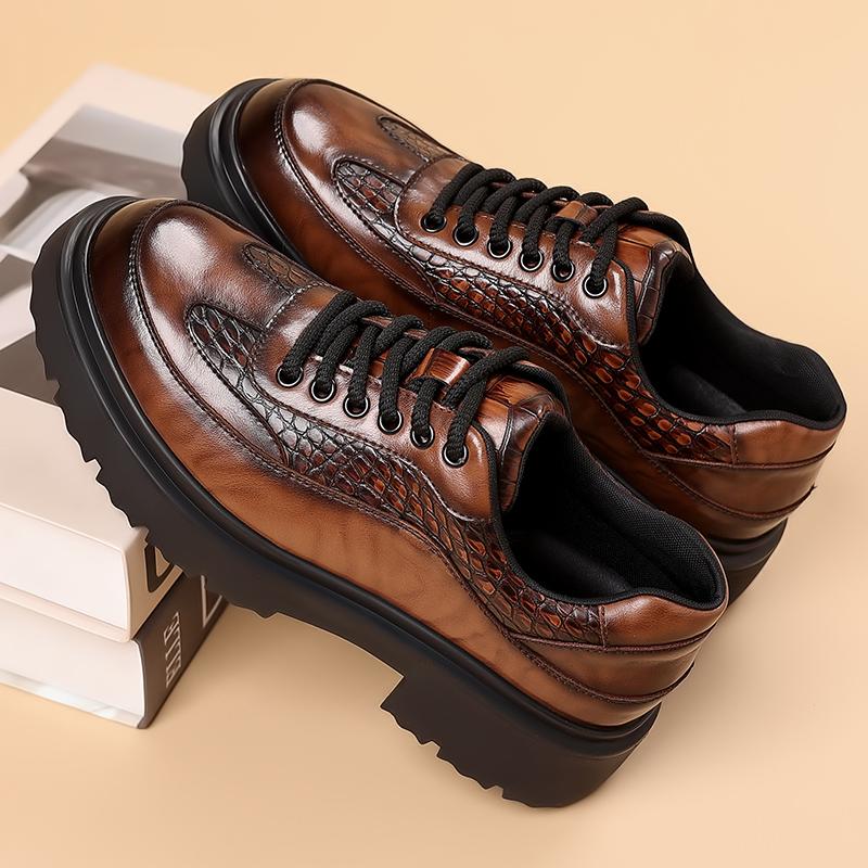 Кожаные модные оксфорды, мужские туфли на шнуровке, мужская обувь 2024 года, горячая распродажа, мужские свадебные туфли, мужская повседневная обувь с толстой подошвой 44 коричневый