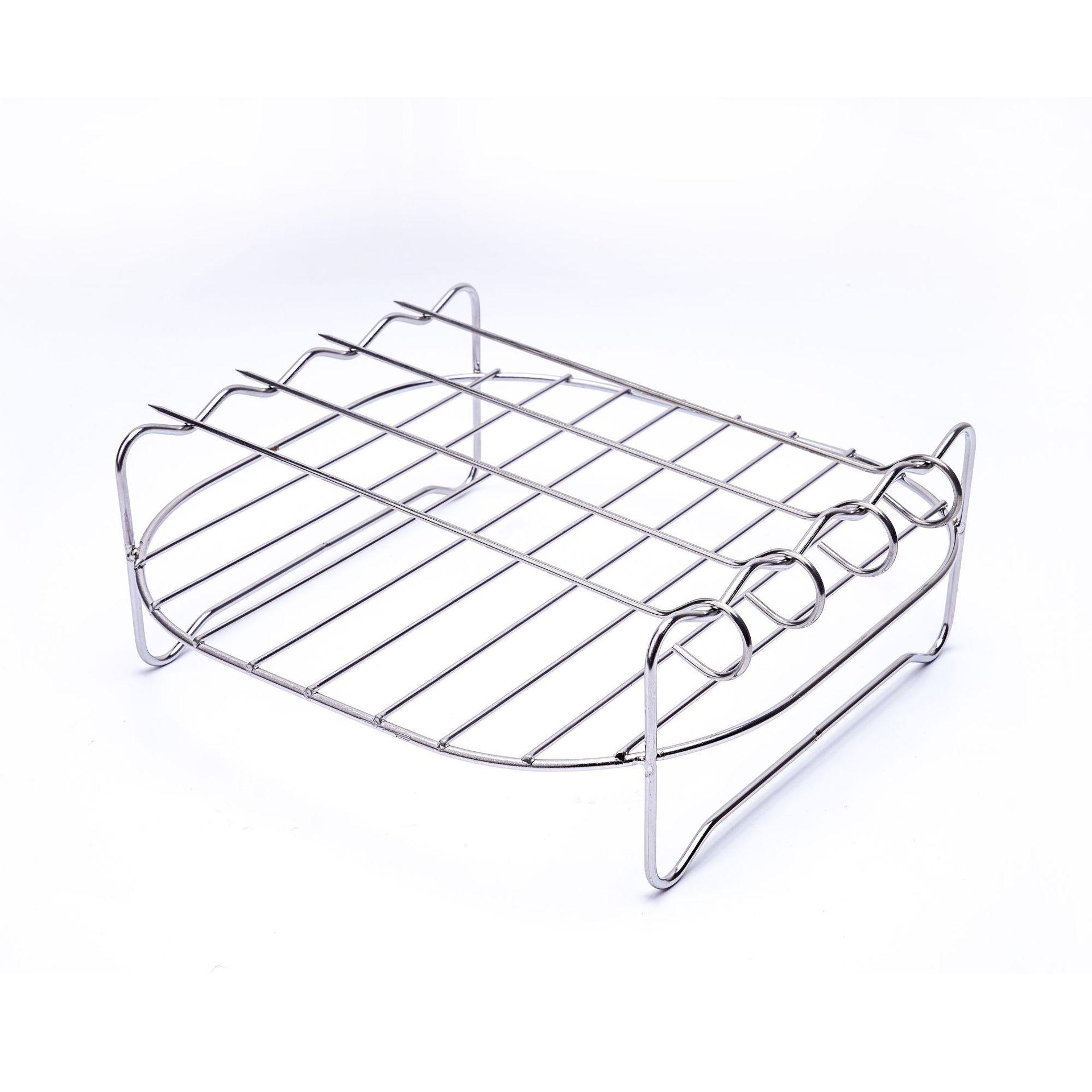 Stainless Steel Double-Layer Air Fryer & BBQ Skewer Rack with Built-In Skewers
Stainless Steel Double-Layer Air Fryer & BBQ Skewer Rack with Built-In Skewers