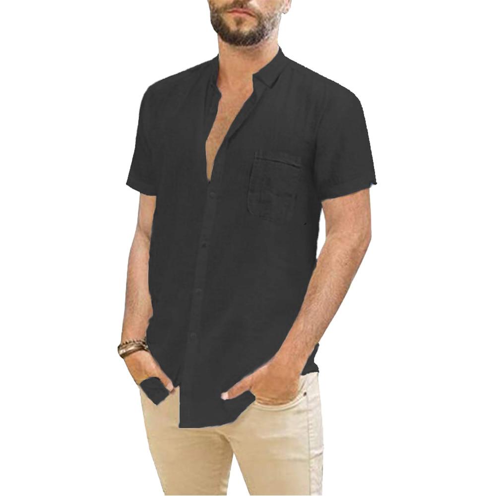 Cotton Linen Men s Short-Sleeved Shirts Summer Solid Color Turn-down Collar Casual Beach Style Plus Size XXXL чорний
Cotton Linen Men s Short-Sleeved Shirts Summer Solid Color Turn-down Collar Casual Beach Style Plus Size XXXL чорний