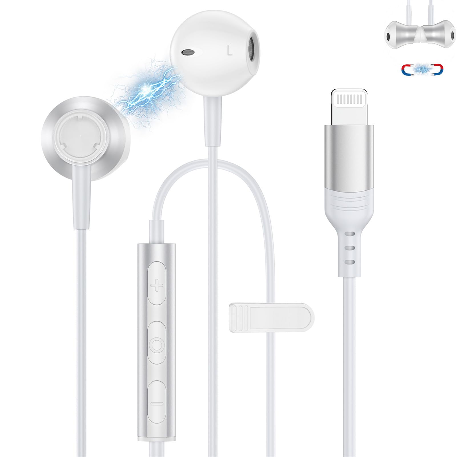 Wired Lightning Earphones for Magnetic Deep HiFi Sound Noise Comfortable with Compatible with Original Call Volume No Setup for Compatible with iPhone білий
Wired Lightning Earphones for Magnetic Deep HiFi Sound Noise Comfortable with Compatible with Original Call Volume No Setup for Compatible with iPhone білий