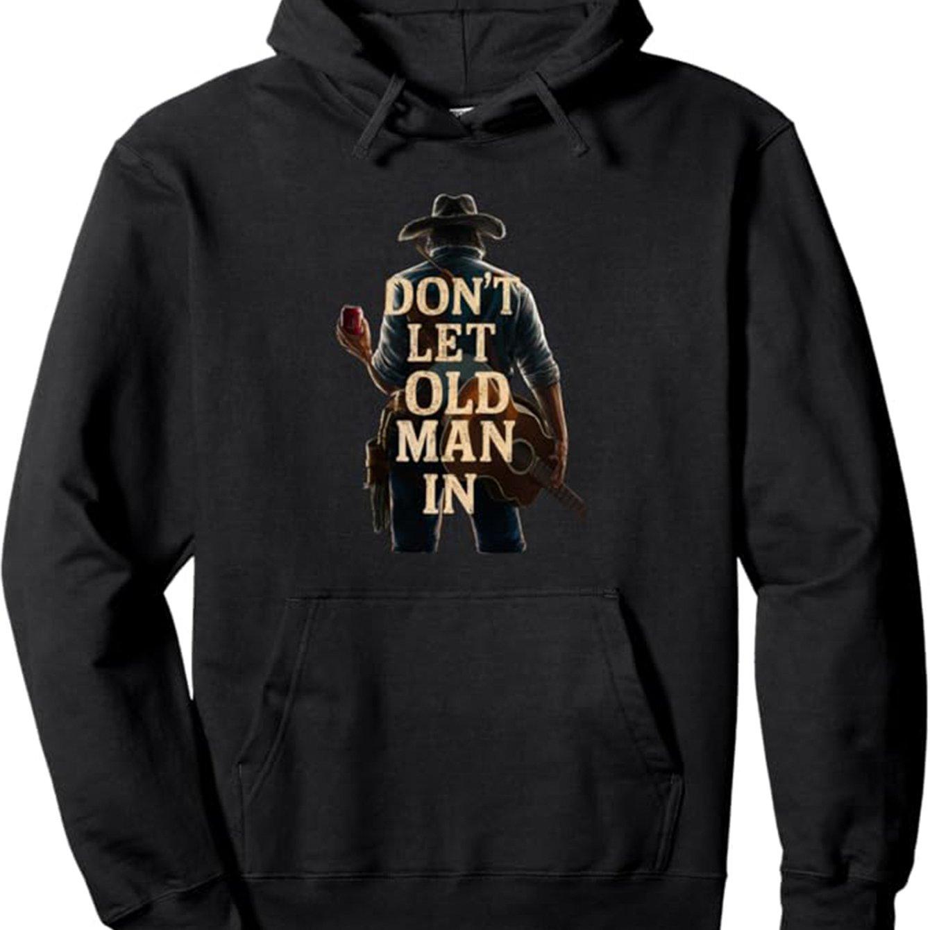 Dont let old man in hoodie black western print streetwear oversized pullover cowboy with guitar design pocket 2XL
Dont let old man in hoodie black western print streetwear oversized pullover cowboy with guitar design pocket 2XL