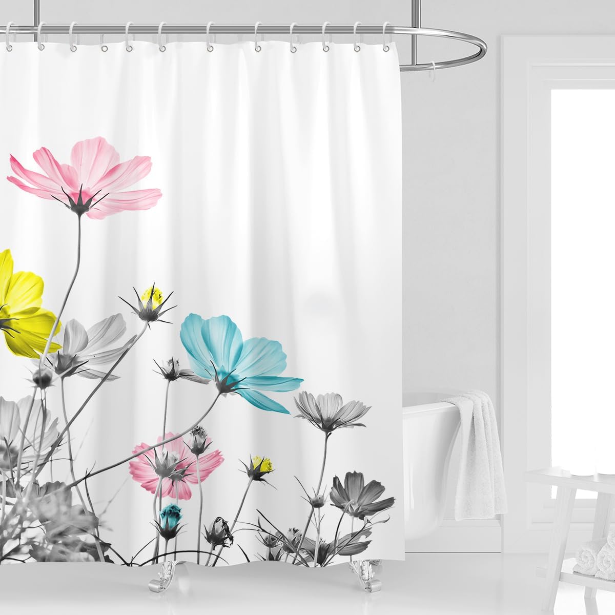 Colorful Floral Grey Boho Shower Curtain With Wildflower Daisy Design Cute Spring Style For Women’S Bathroom Decor W60H190(CM)-1 Pcs
Colorful Floral Grey Boho Shower Curtain With Wildflower Daisy Design Cute Spring Style For Women’S Bathroom Decor W60H190(CM)-1 Pcs