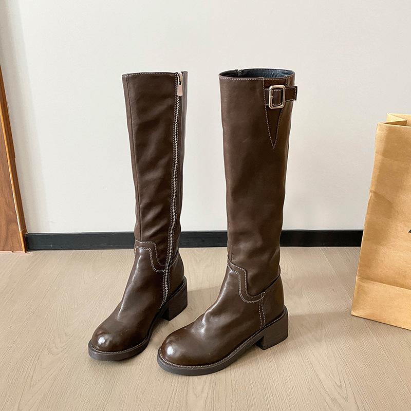 Thick-soled soft leather pleated retro boots knight women s autumn and winter boots widened and velvet large size women s shoes 41-43 43
Thick-soled soft leather pleated retro boots knight women s autumn and winter boots widened and velvet large size women s shoes 41-43 43