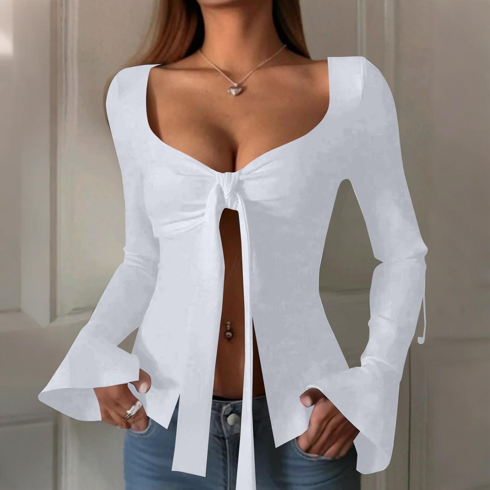 Жіноча сексуальна однотонна футболка з перекрученими рукавами-трубами та розрізом, що відкриває пупок L білий
Жіноча сексуальна однотонна футболка з перекрученими рукавами-трубами та розрізом, що відкриває пупок L білий