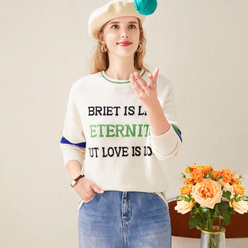 TUHUANG Women s Thick Pure Wool Letter Jacquard Knit Sweater M 160/84A
TUHUANG Women s Thick Pure Wool Letter Jacquard Knit Sweater M 160/84A