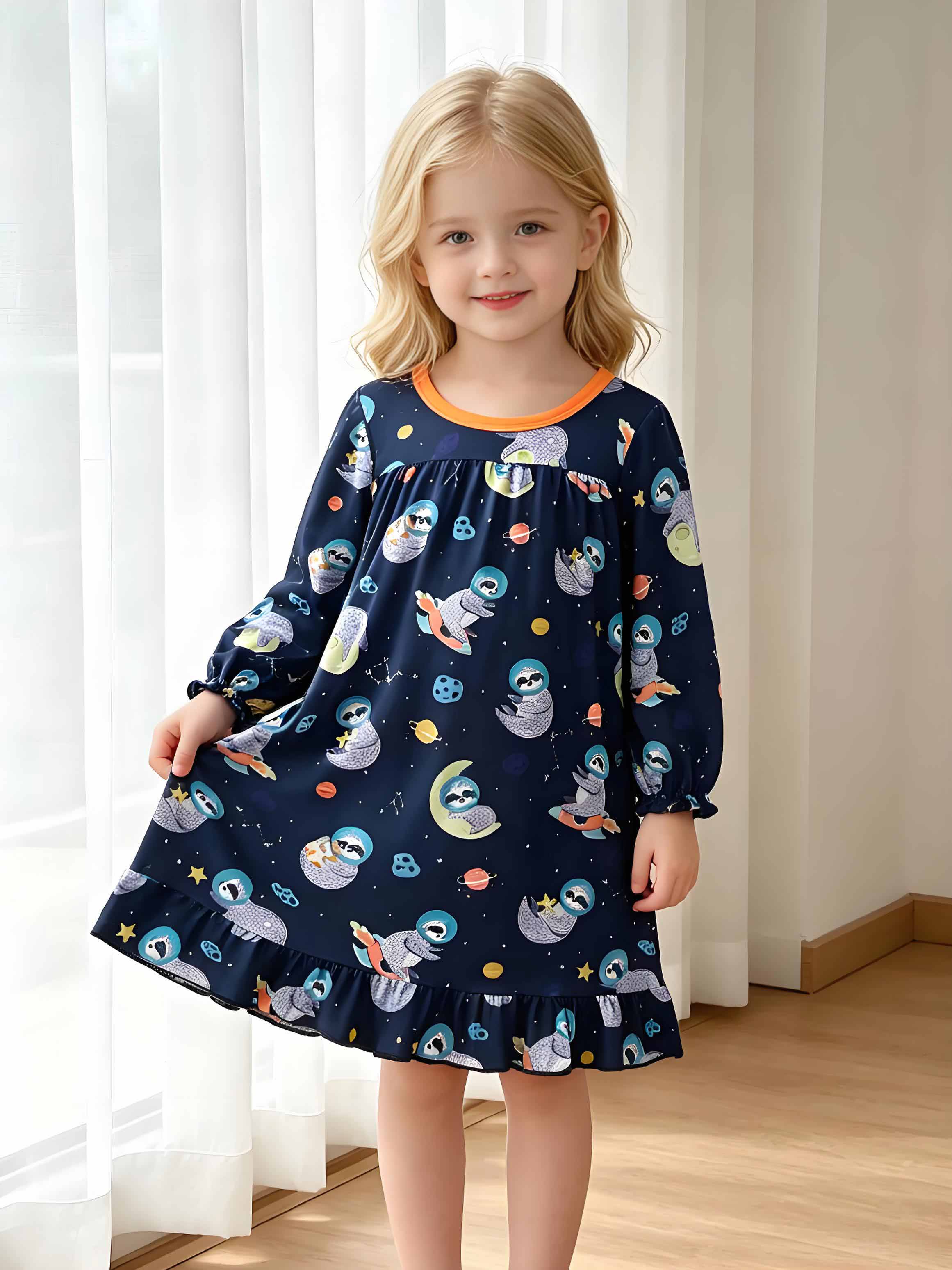 Little Girls Long Sleeve Cartoon Dress, Round Neck Comfortable and Soft Summer Dresses for Toddler 2-8 Years 7-8Y королівський синій колір
Little Girls Long Sleeve Cartoon Dress, Round Neck Comfortable and Soft Summer Dresses for Toddler 2-8 Years 7-8Y королівський синій колір