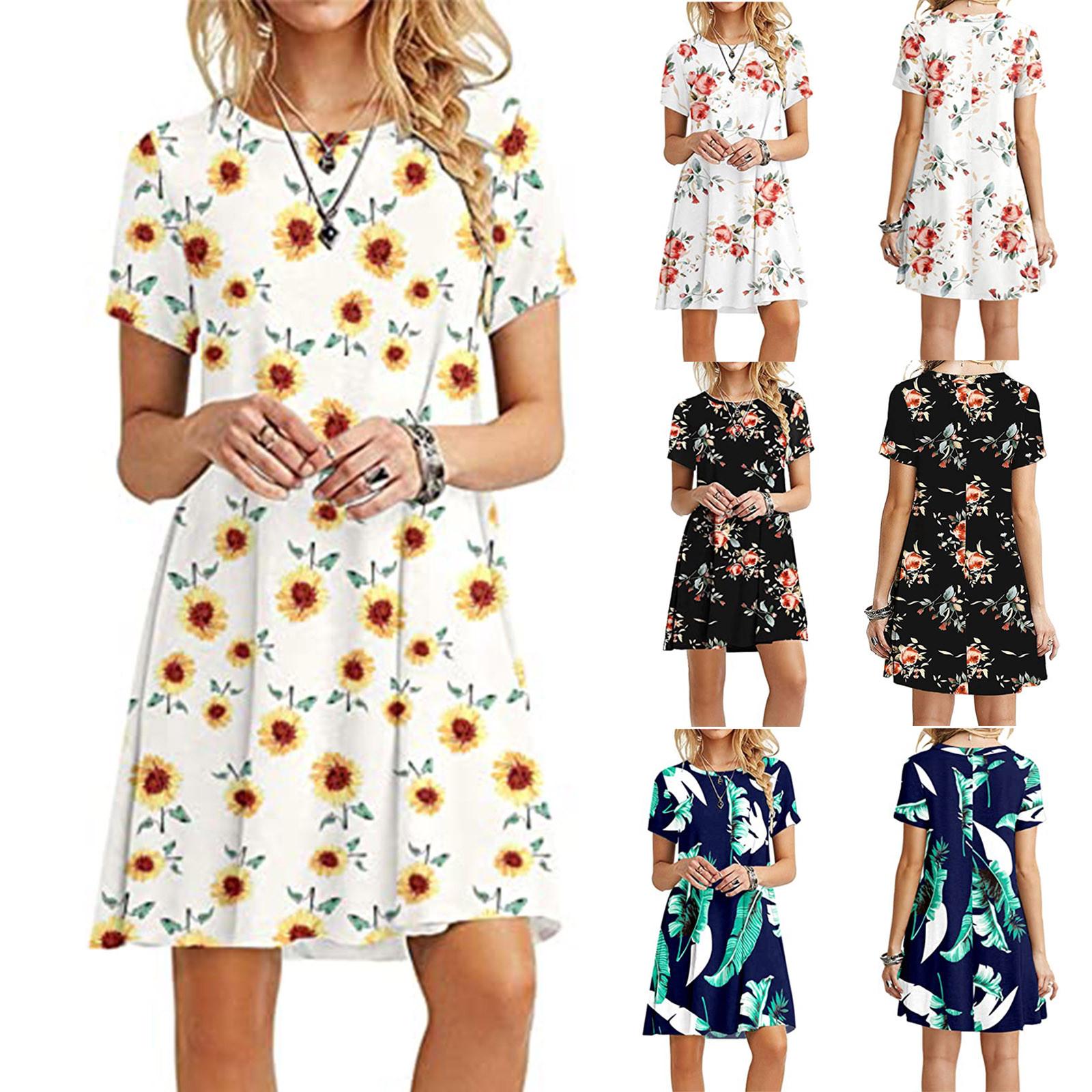 Модное женское повседневное свободное мини-платье с коротким рукавом и принтом
Модное женское повседневное свободное мини-платье с коротким рукавом и принтом