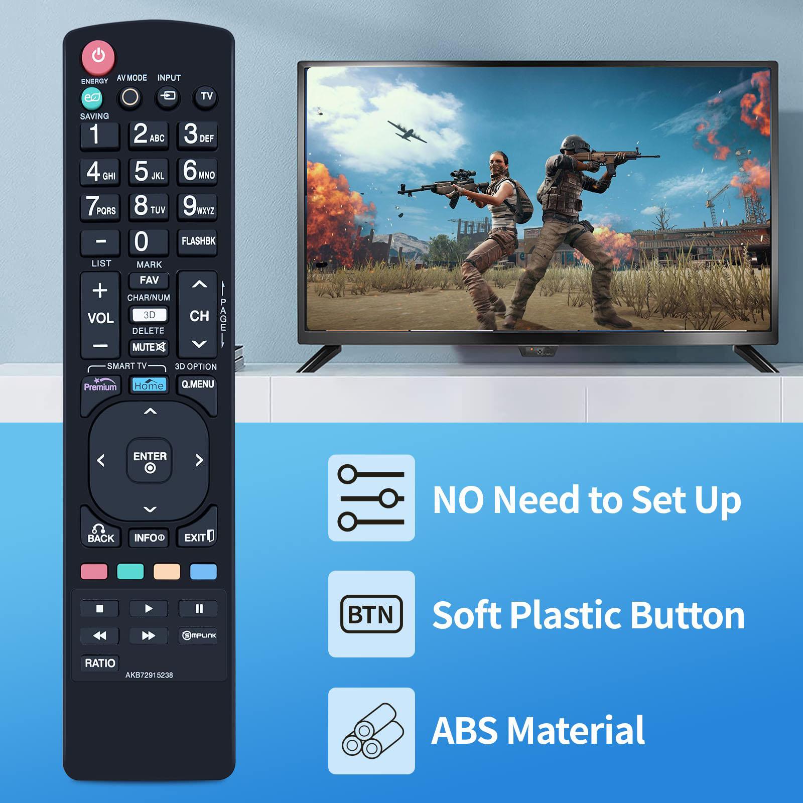 AKB72915238 For LG TV Remote Control Replacement AAA Battery Operated Wireless Controller A
AKB72915238 For LG TV Remote Control Replacement AAA Battery Operated Wireless Controller A