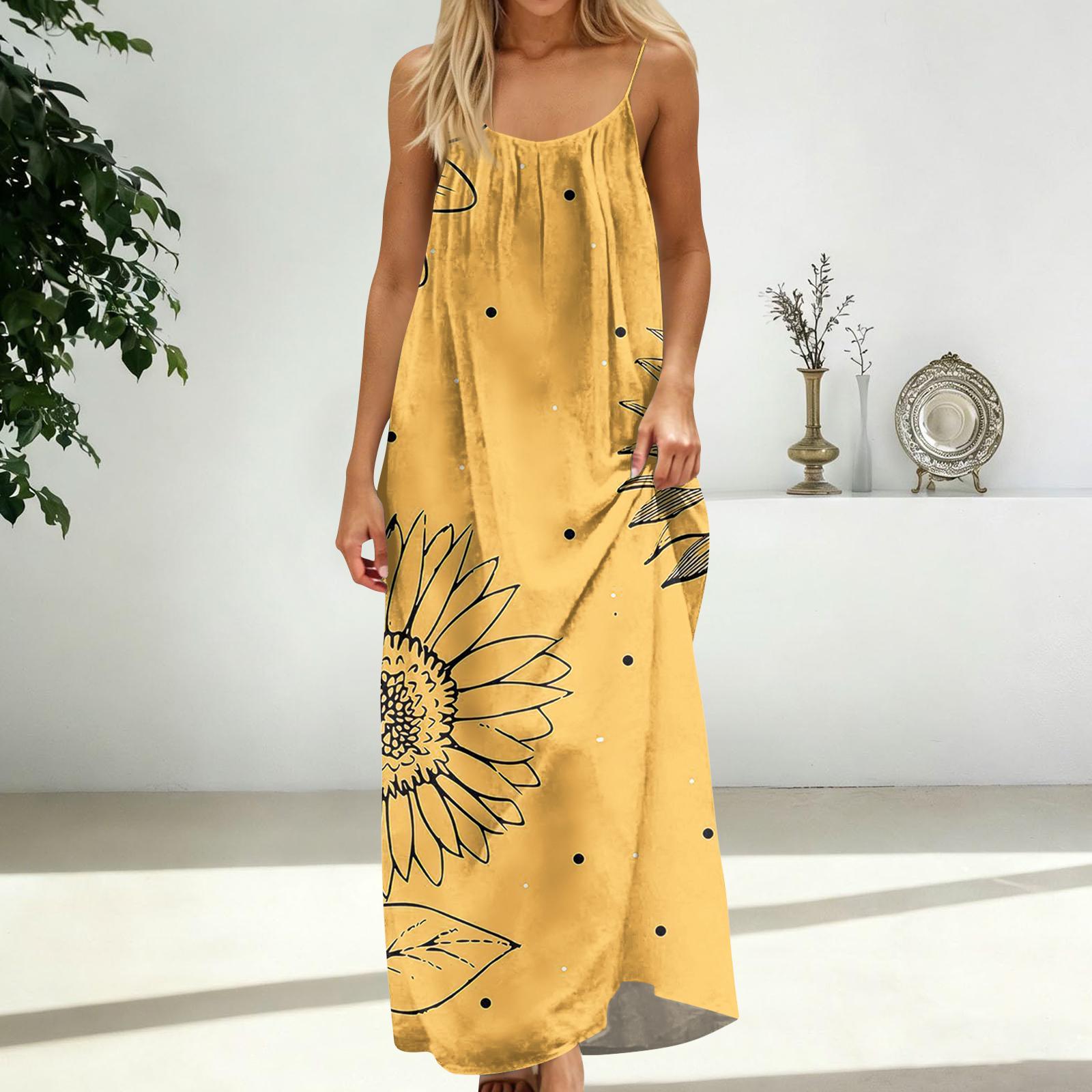 Women s Fashion Backless Spaghetti Strap Casual Loose Floral Print Dress XL жовтий
Women s Fashion Backless Spaghetti Strap Casual Loose Floral Print Dress XL жовтий