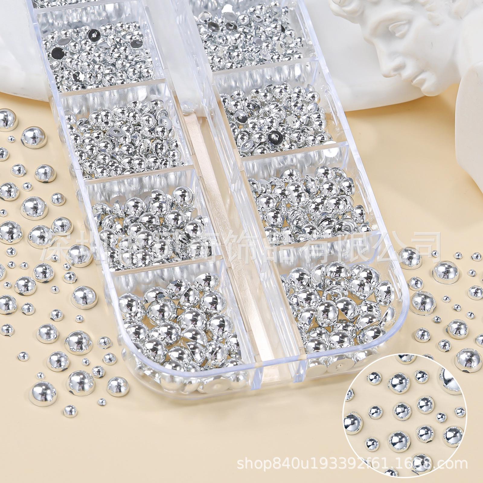 Silver Flat-Bottom Half-Pearl Nail Art Decorations, Mixed Sizes
Silver Flat-Bottom Half-Pearl Nail Art Decorations, Mixed Sizes