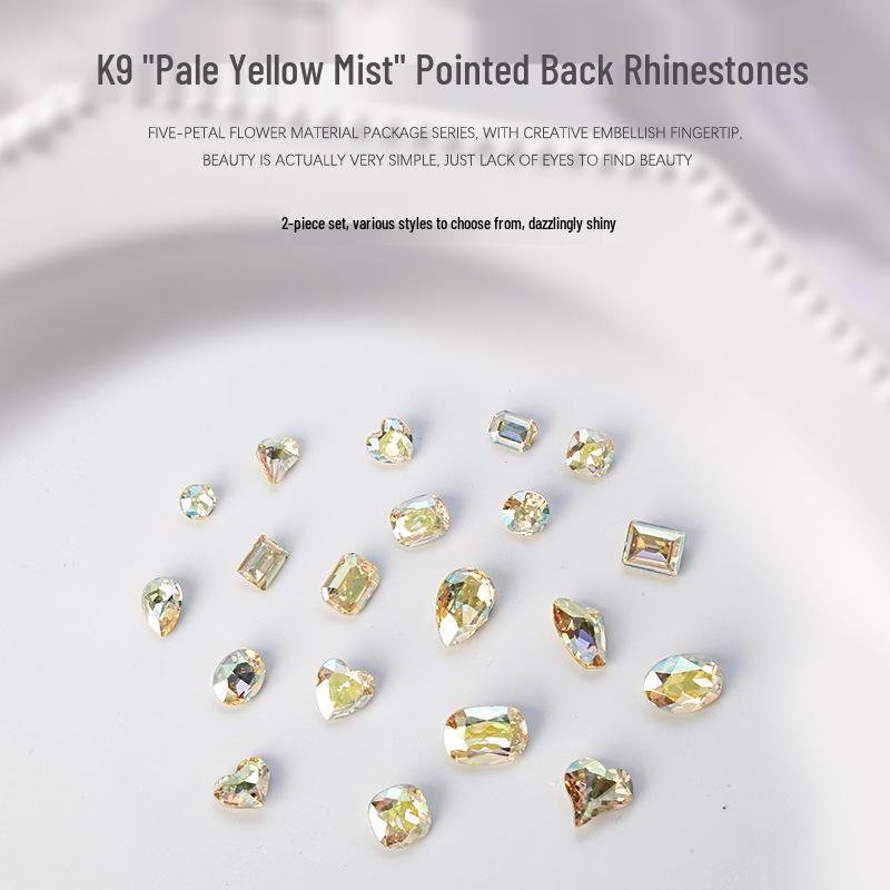 K9 Nail Art Diamond Rhinestone Set: Pointed Bottom Heart and Fat Square Rectangle in Light Yellow, 2pcs
K9 Nail Art Diamond Rhinestone Set: Pointed Bottom Heart and Fat Square Rectangle in Light Yellow, 2pcs