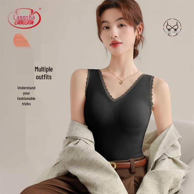 Langsha Women s Lace-Trim Thermal Vest with Removable Pads One Size
Langsha Women s Lace-Trim Thermal Vest with Removable Pads One Size