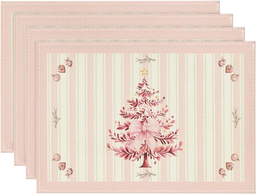 Christmas Tree Print Linen Placemats Bowls Plates Anti-slip Heat-insulating Mats Christmas Themed Table Mats for Home Decoration 4PC-32X42cm
Christmas Tree Print Linen Placemats Bowls Plates Anti-slip Heat-insulating Mats Christmas Themed Table Mats for Home Decoration 4PC-32X42cm