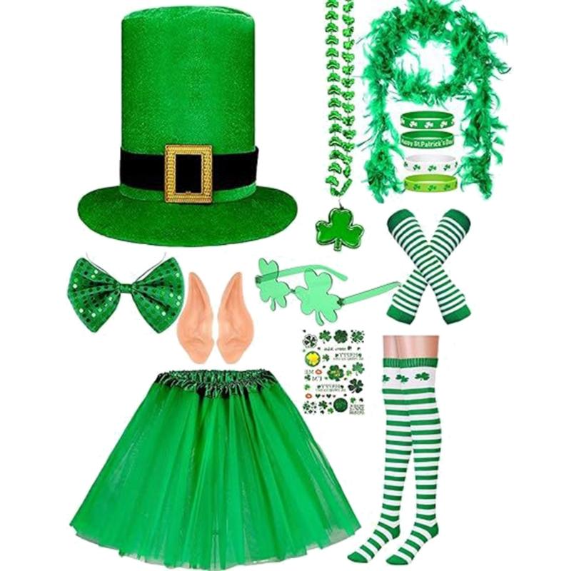 Homburg Party Hat Skirt Leprechaun Green Trim Top Hat Green Stocking for Boy Men Club Irish Holiday Accessories
Homburg Party Hat Skirt Leprechaun Green Trim Top Hat Green Stocking for Boy Men Club Irish Holiday Accessories