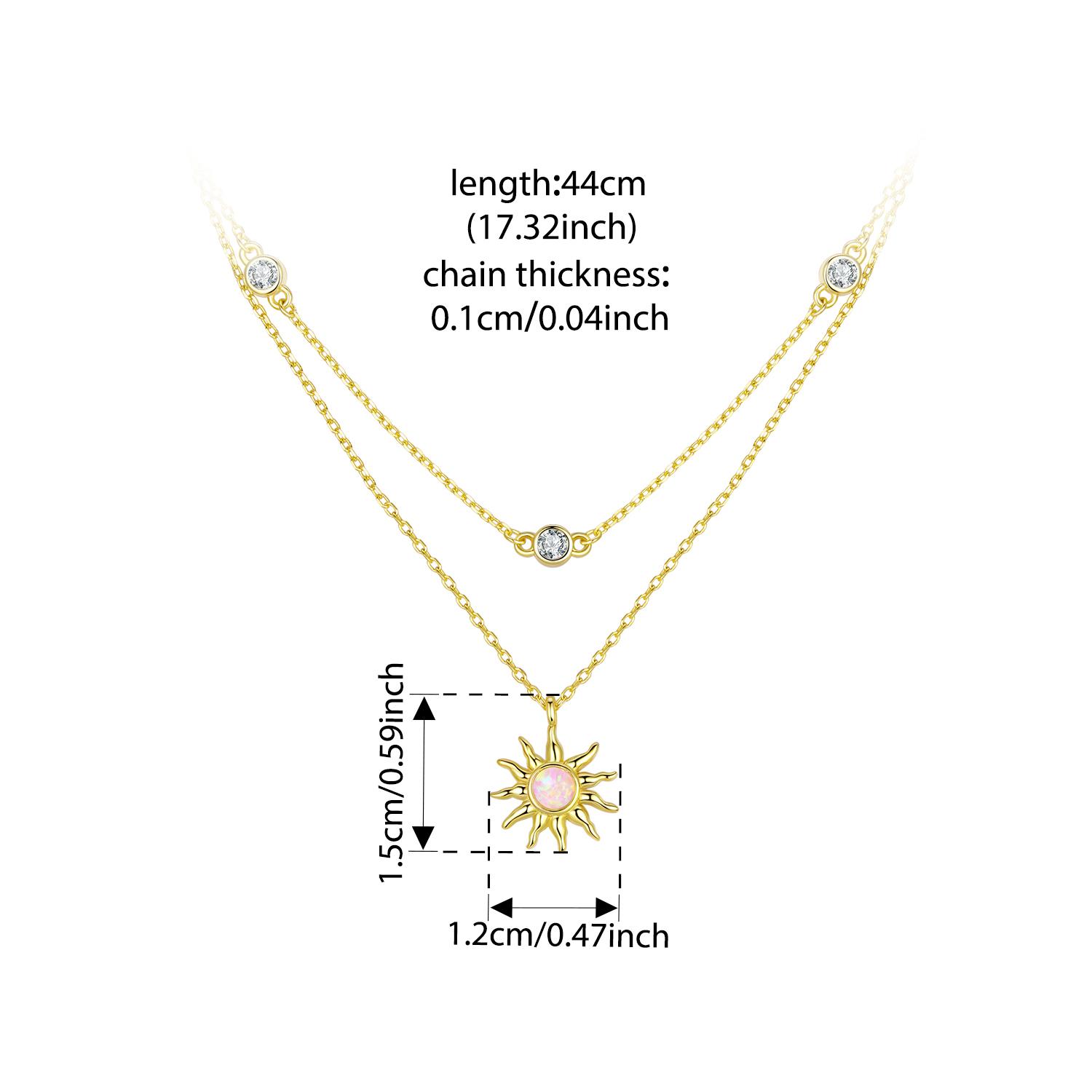 BAMOER 925 Silver Pink Opal Sun Double-layer Necklace Link Chain with Zircons 18K Gold Plated Pendant for Mother s Gift
BAMOER 925 Silver Pink Opal Sun Double-layer Necklace Link Chain with Zircons 18K Gold Plated Pendant for Mother s Gift