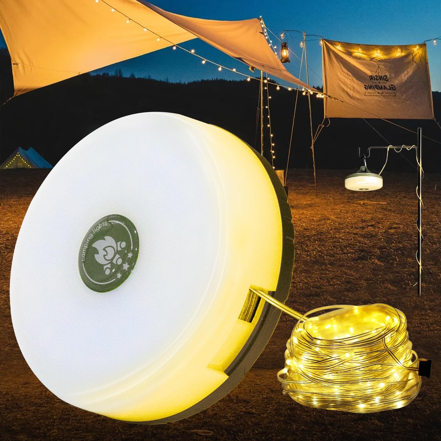 Camping String Lights, Portable Camping Light Rechargeable, USB Charging, Waterproof Tent Lights String for Camping, Christmas Warm Light
Camping String Lights, Portable Camping Light Rechargeable, USB Charging, Waterproof Tent Lights String for Camping, Christmas Warm Light
