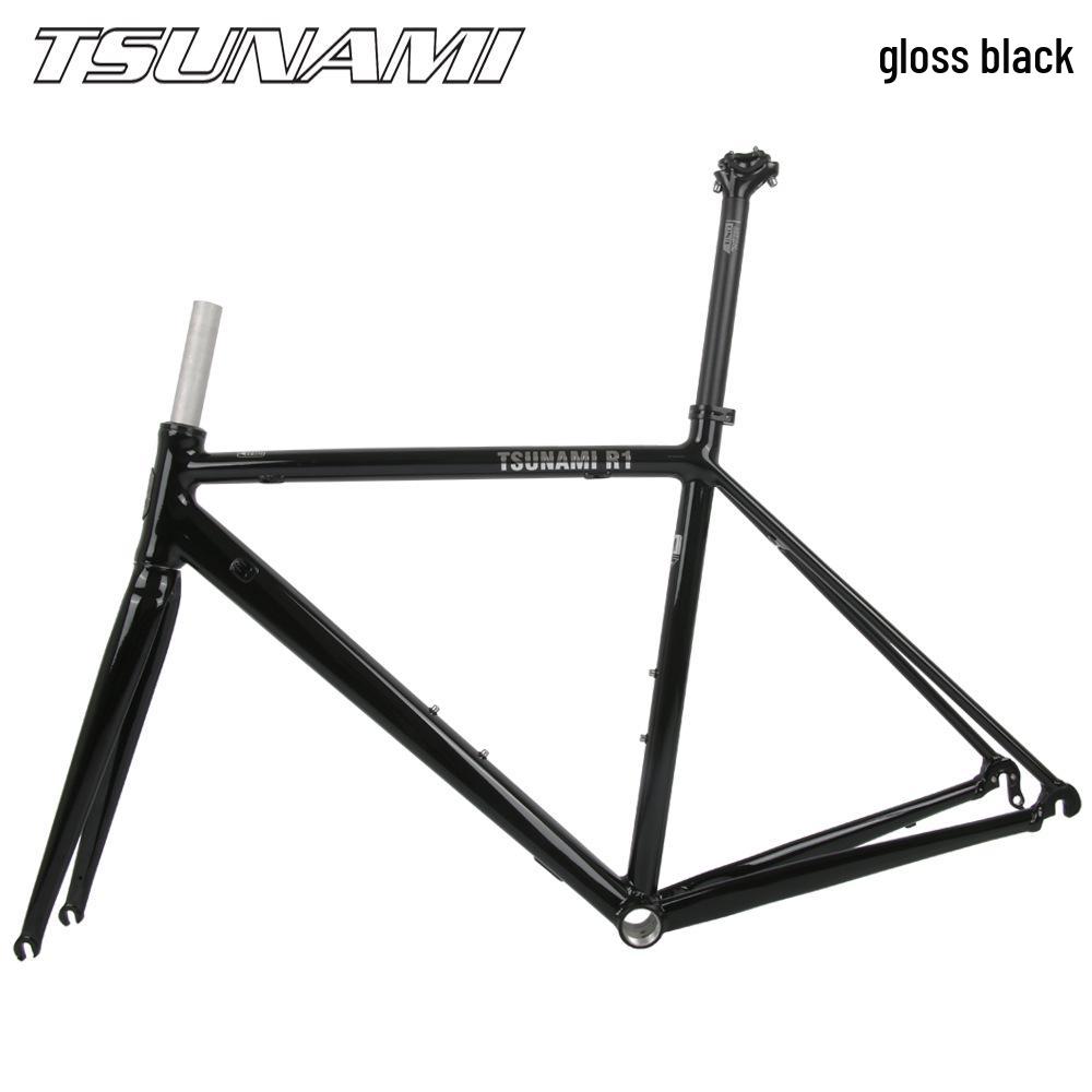 Tsunami R1 Aluminum Alloy Road Bike Frame 700C with Internal Cable Routing, Rim Brake, and Aluminum Fork.
Tsunami R1 Aluminum Alloy Road Bike Frame 700C with Internal Cable Routing, Rim Brake, and Aluminum Fork.