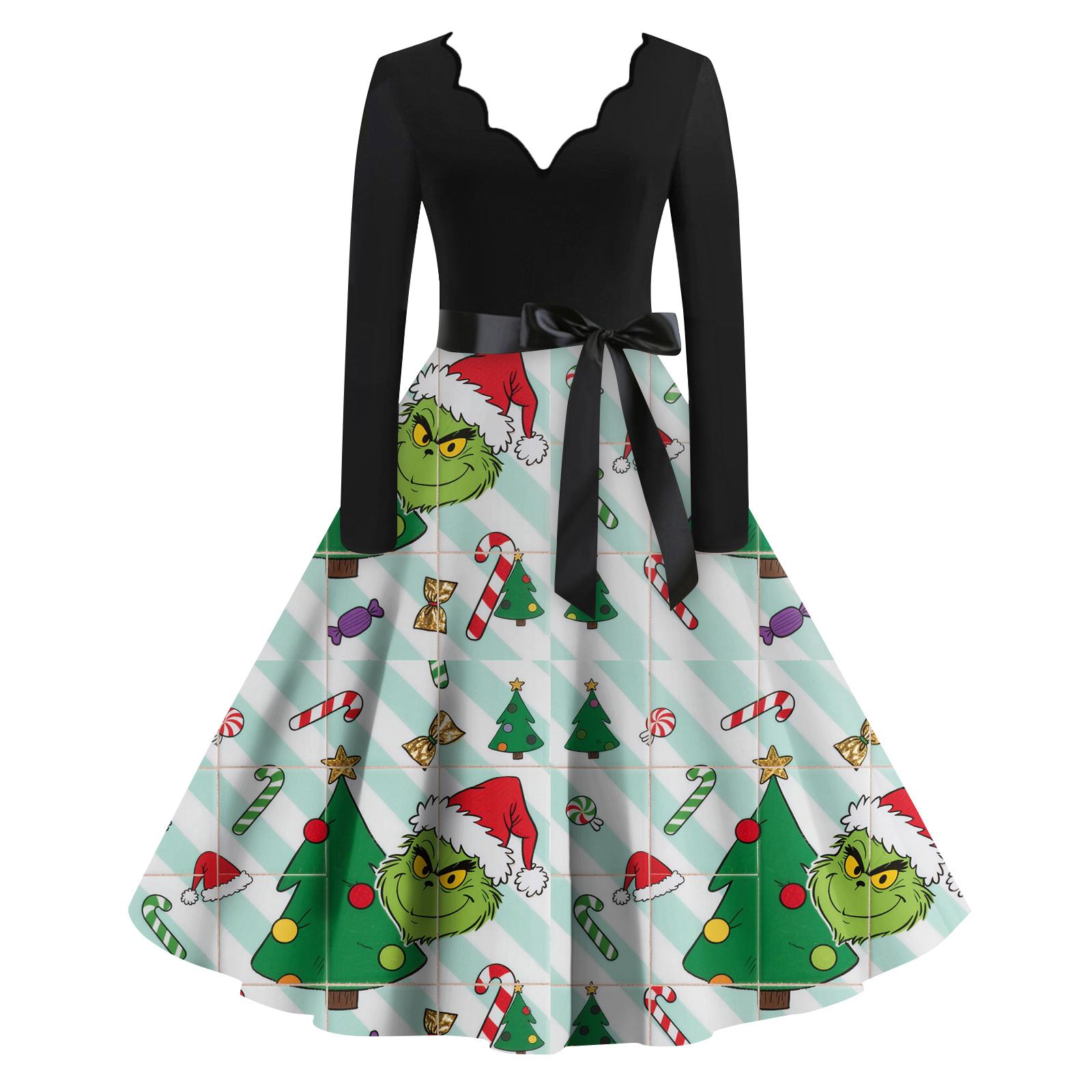 Ladies Fashionable Retro Long Sleeved Square Neck Christmas Printed Evening Dress Dress S
Ladies Fashionable Retro Long Sleeved Square Neck Christmas Printed Evening Dress Dress S