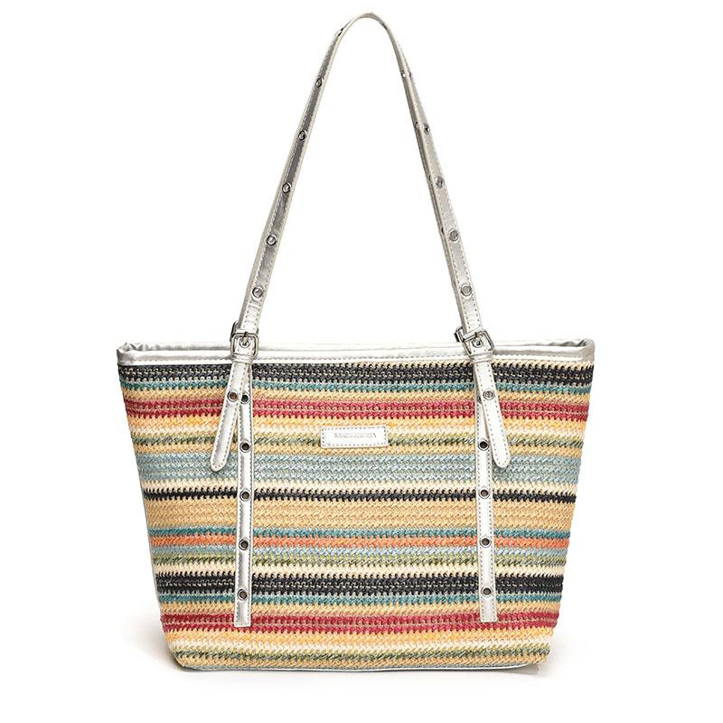 Трендовая повседневная сумка через плечо большой емкости из плетеной ткани для женщин, соломенная сумка для отдыха на море, полосатая сумка на плечо разноцветный
Трендовая повседневная сумка через плечо большой емкости из плетеной ткани для женщин, соломенная сумка для отдыха на море, полосатая сумка на плечо разноцветный
