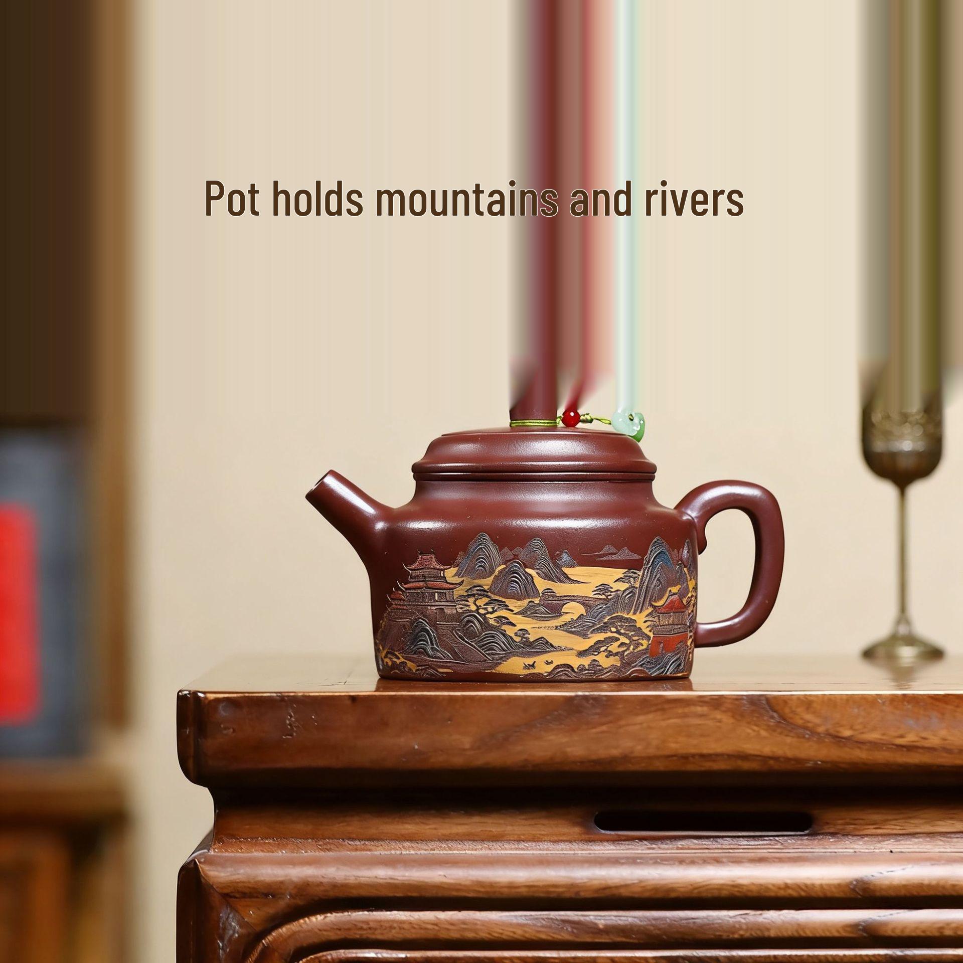 Yixing Zisha Handmade Red Clay Teapot with Mountain and River Design - High-End Gongfu Tea Set 400ml
Yixing Zisha Handmade Red Clay Teapot with Mountain and River Design - High-End Gongfu Tea Set 400ml