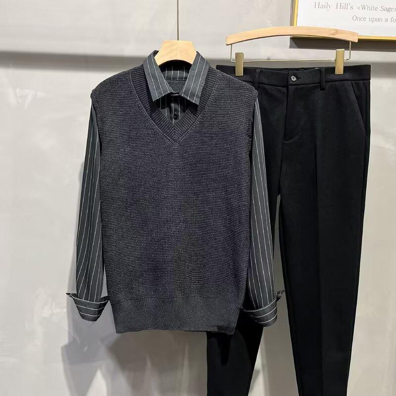 Men s Autumn Preppy Patchwork Two-Piece Sweater Shirt - Long Sleeve British Style Knit Vest XL чорний
Men s Autumn Preppy Patchwork Two-Piece Sweater Shirt - Long Sleeve British Style Knit Vest XL чорний