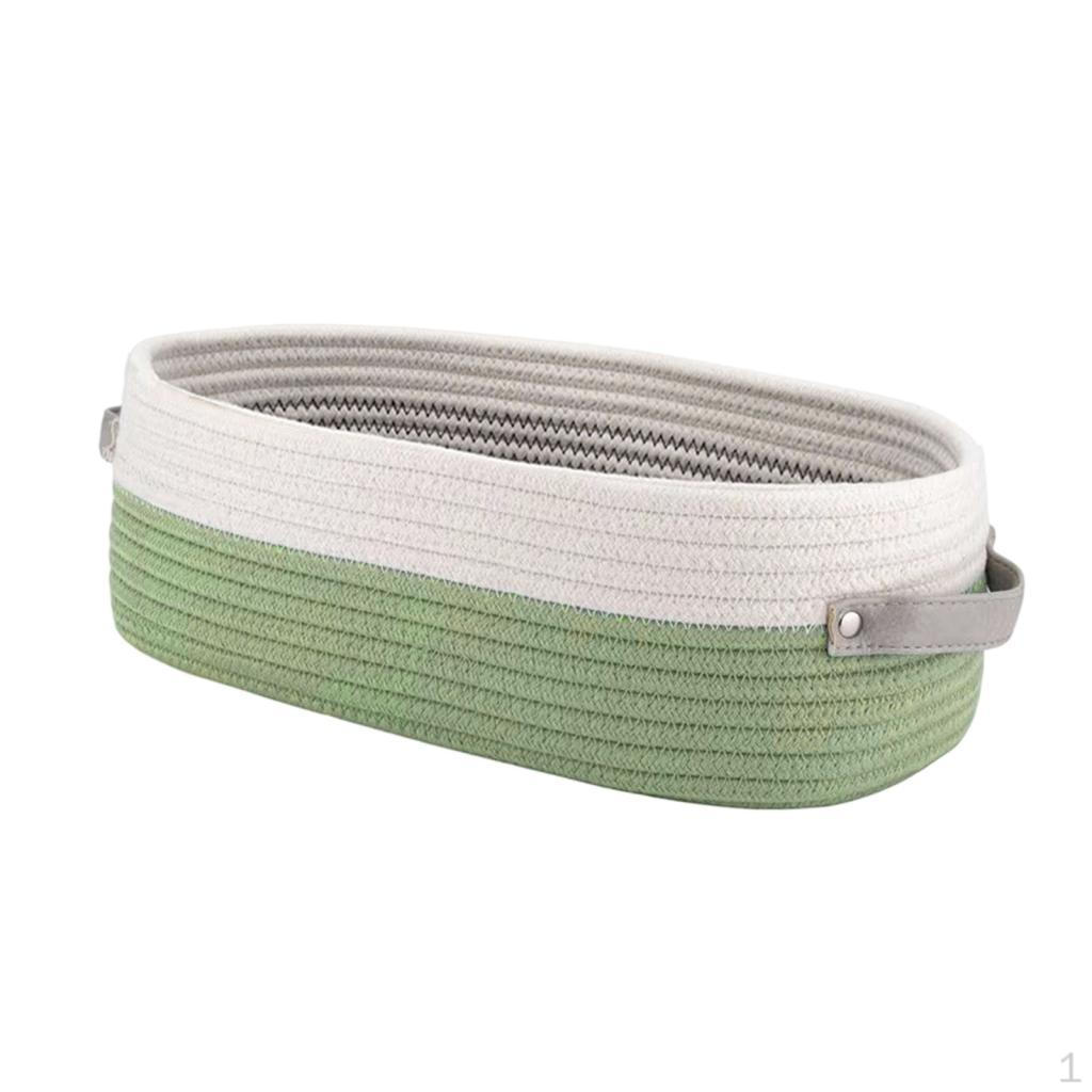 Storage Basket Woven Container Decorative Rope with Leather Handle Suitable for Living Room white green
Storage Basket Woven Container Decorative Rope with Leather Handle Suitable for Living Room white green