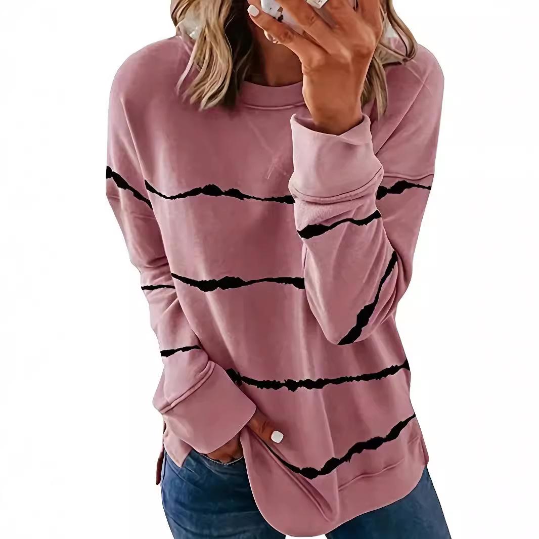 Women s new popular striped print striped top round neck loose long-sleeved sweater 1XL розовый
Women s new popular striped print striped top round neck loose long-sleeved sweater 1XL розовый