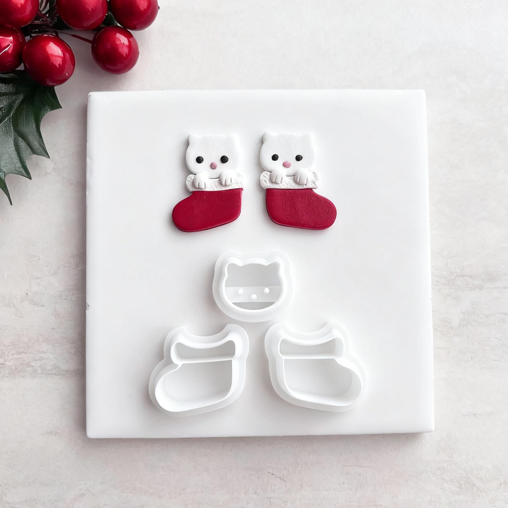 Christmas Stocking Cat Earrings Mold | DIY Clay Jewelry Pendant Cutter Cat Head
Christmas Stocking Cat Earrings Mold | DIY Clay Jewelry Pendant Cutter Cat Head