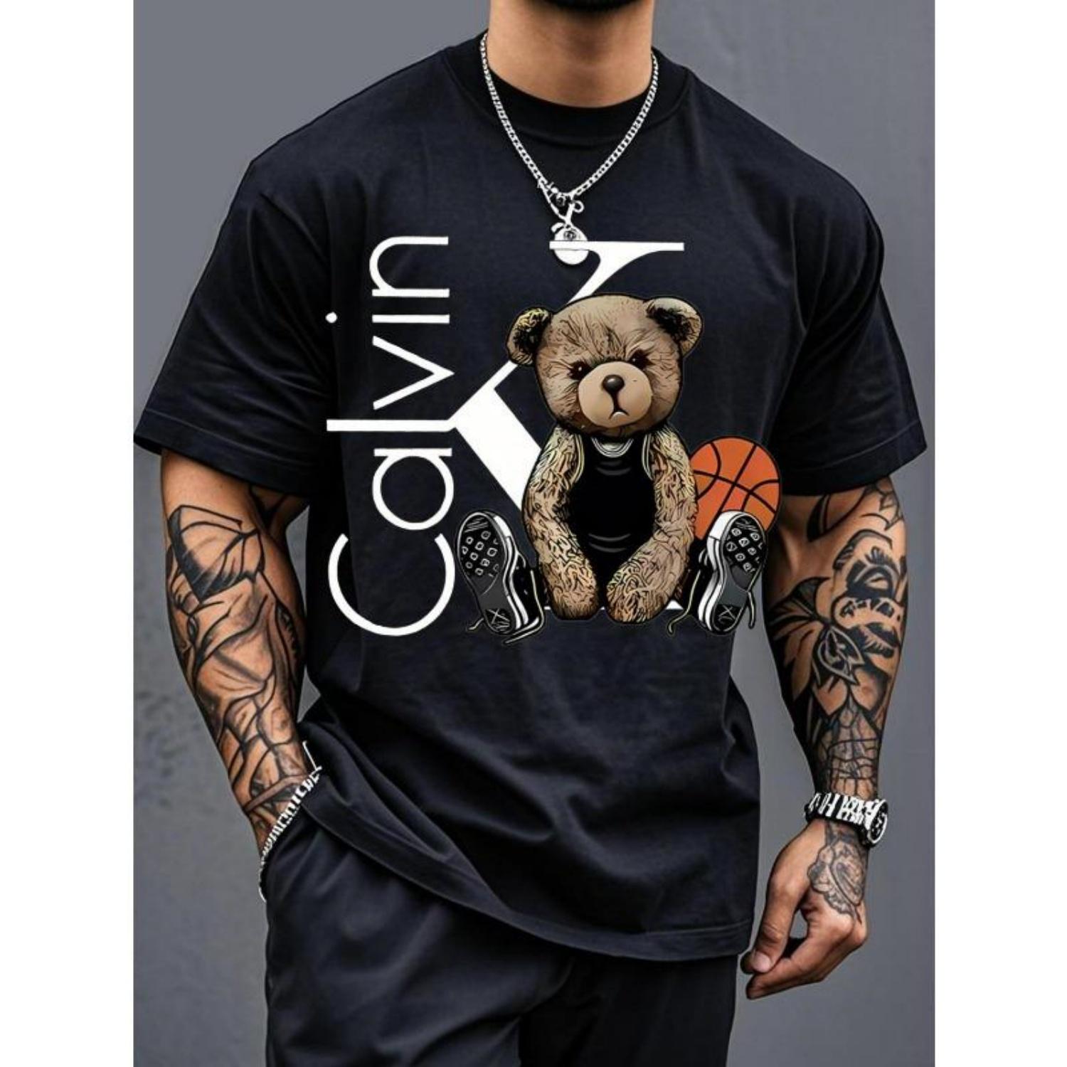 Мужская футболка Calvin Bear & Basketball с графическим принтом, европейский размер - Дышащая, с круглым вырезом, короткий рукав S чёрный
Мужская футболка Calvin Bear & Basketball с графическим принтом, европейский размер - Дышащая, с круглым вырезом, короткий рукав S чёрный