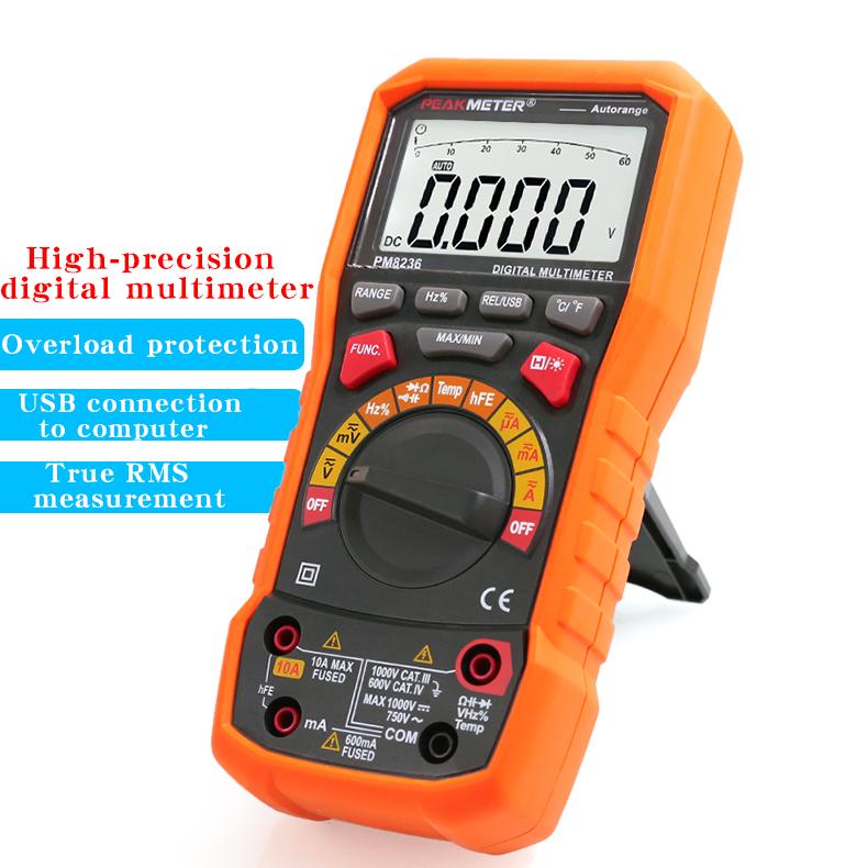 PEAKMETER PM8236 True RMS Auto Range High Precision Digital Multimeter with LCD Display, PC Connection Capability
PEAKMETER PM8236 True RMS Auto Range High Precision Digital Multimeter with LCD Display, PC Connection Capability